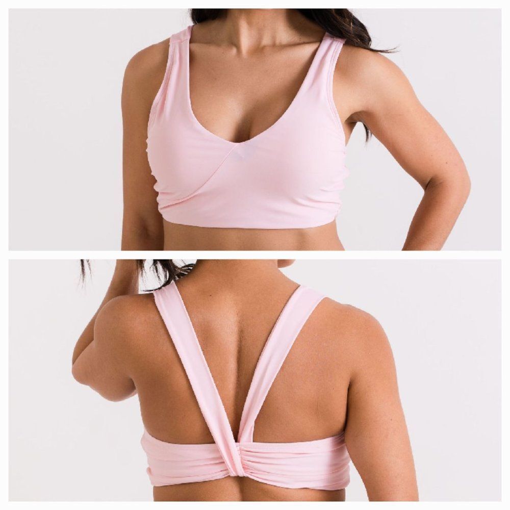 NWT Small: Athletic Crossback Bikini Swimsuit Top / Sports Bralette in Light…